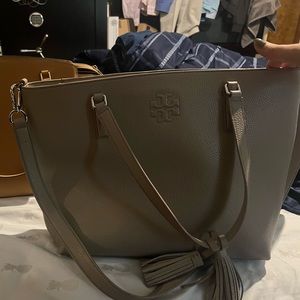 Tory Burch Gray Thea Zip Tote